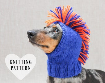 KNITITNG PATTERN, Mohawk Dog Hat, Sports Fan Dog Hat, Small Dog Hat, Cute Dog Hat, Mini Dachshund Dog Hat, Mohoawk, Sports Team Fan Hat