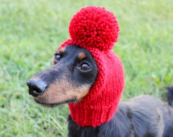 Red Dog Hat in Christmas Sparkle Yarn