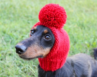 Red Dog Hat in Christmas Sparkle Yarn