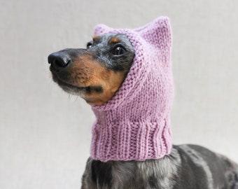 Pink Dog Hat in All Natural Wool Yarn