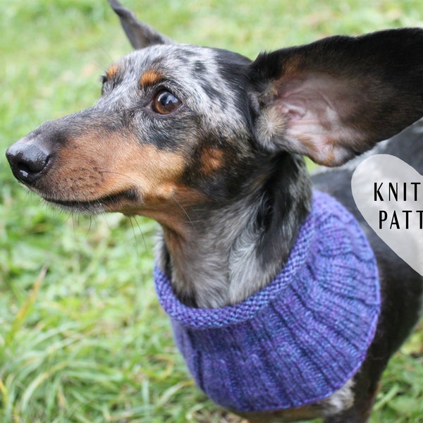 KNITTING PATTERN, Small Dog Cowl, Neck Warmer, Knitted Dog Cowl, Dachshund Clothes, Dog Clothes, Miniatuer Dachshund Cowl, Doxie Neck Warmer