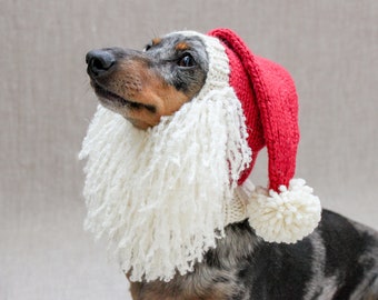 Santa Beard Dog Hat Costume in Vintage Christmas Style