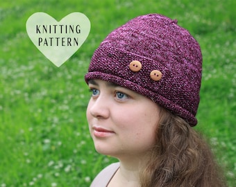KNITTING PATTERN, Sparkle Hat, hat, knit hat, knitted hat, beanie, skullie, buttoned, rolled edge hat, DIY, project, unicorn tails, prject