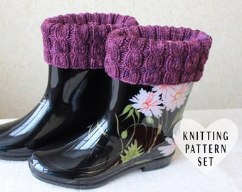 KNITTING PATTERN, Boot Toppers, Boot Cuffs, Cabled Boot Cuffs, Knitted, Boot Topper, Knit, DIY, Project, Knitter, Legs, Boots, Ribbing, Rib