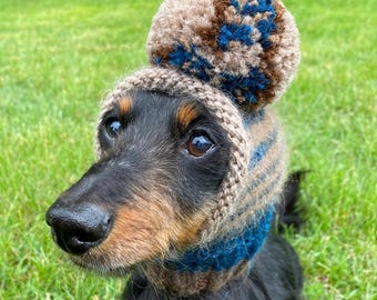 Small Dog Hat Hand Knitted With Angora, Alpaca, and Wool Yarn