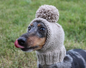 Beige Dog Hat in All Natural Alpaca Yarn