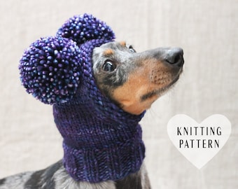 KNITTING PATTERN Chunky Double Pom-Pom Small Dog Hat