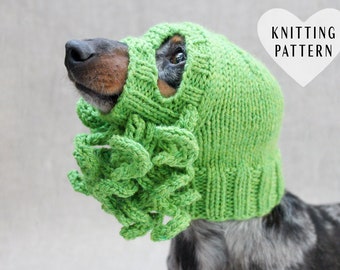Knitting Pattern, Cthulhu Dog Hat, Knitted Cthulhu Mask, Cthulhu Dog Costume, H. P. Lovecraft, Cthulhu Monster, Dog Hat, Dog Ski Mask, Dogs