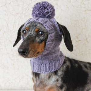 Purple Dog Hat, Small Dog Hat, Purple Tweed Dog Hat, Dachshund Dog Hat, Hand Knitted Dog Hat, Small Gift, Pet Hat, Dog Clothes