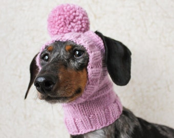 Pink Dog Hat in All Natural Wool With Open Ears