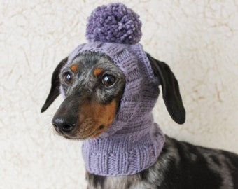 Purple Dog Hat, Small Dog Hat, Purple Tweed Dog Hat, Dachshund Dog Hat, Hand Knitted Dog Hat, Small Gift, Pet Hat, Dog Clothes