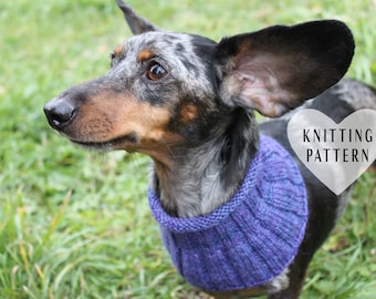 KNITTING PATTERN, Small Dog Cowl, Neck Warmer, Knitted Dog Cowl, Dachshund Clothes, Dog Clothes, Miniatuer Dachshund Cowl, Doxie Neck Warmer