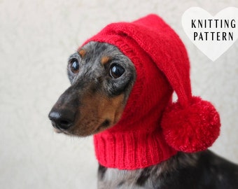 KNITTING PATTERN, Small Dog Hat, Dachshund Hat, Mini Dachshund Hat, Wiener Dog Hat, Pet Hat, Dog Clothes, Knitted Little Dog Hat, Knit Hat