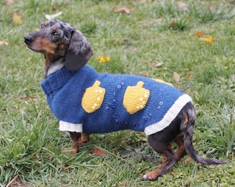 KNITTING PATTERN Hanukkah mini dachshund sweater
