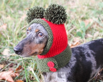 KNITTING PATTERN, Dog Hat Christmas Beanie Sizes XS, S, M, L