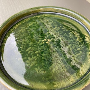 Small Ceramic Plate Glazed Emerald Green