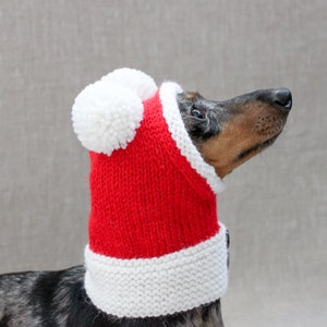 Santa Dog Hat, Dog Santa, Mini Dachshund Santa Hat, Red And White Dog Hat, Dog Gift, Dog Fashion, Dachshund Clothes, Small Dog Beanie image 8
