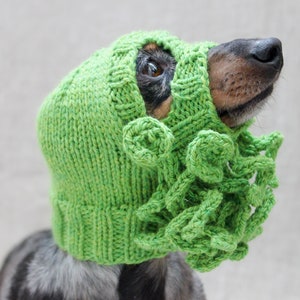 Knitting Pattern, Cthulhu Dog Hat, Knitted Cthulhu Mask, Cthulhu Dog Costume, H. P. Lovecraft, Cthulhu Monster, Dog Hat, Dog Ski Mask, Dogs image 7