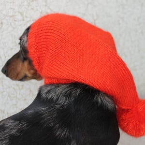 KNITTING PATTERN, Dog Hat, Dachshund Hat, Pet Clothes, Pet Hat, Wiener Dog, Dogs, Knitted Hat, Knit pet hat, Shibui Silk Cloud, Pom-pom image 5