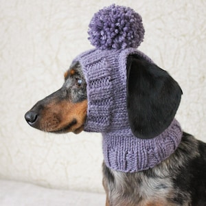 KNITTING PATTERN, Mini Dachshund Dog Hat, Small Dog Hat, Knitted Dog Hat, Dog Clothes, Dog Fashion, Dog Gift, Pet Lover Gift, Wiener Dog Hat image 2