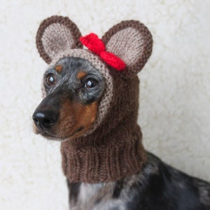 KNITTING PATTERN, Teddy Bear Dog Hat, Small Dog Bear Hat, Bear Hoodie, Bear Hood, Teddy Bear Dog Costume, Dachshund Hat, knit Doxie Hoodie image 5