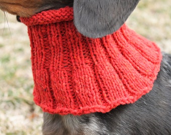 Dog Neck Warmer Cowl in Red Eco Friendly All Natural Wool