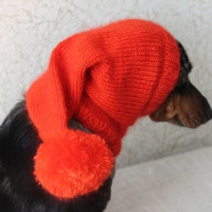 KNITTING PATTERN, Dog Hat, Dachshund Hat, Pet Clothes, Pet Hat, Wiener Dog, Dogs, Knitted Hat, Knit pet hat, Shibui Silk Cloud, Pom-pom image 4