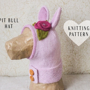 KNITTING PATTERN, Pit Bull Bunny Dog Hat, Dog Snood, Bunny Hat, Large Dog Hat, Dog Costume, Bunny Costume, Dog Clothes, Pit Bull, Big Dog