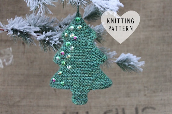 Knitting Pattern Knitted Christmas Tree Ornament Knit Hanging Ornament Diy Project Garter Stitch Holiday Tree Knitting Project