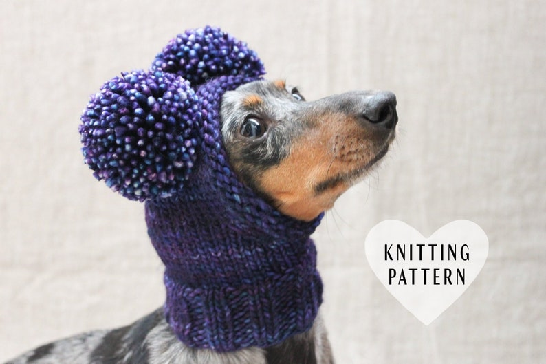 KNITTING PATTERN Chunky Double Pom-Pom Small Dog Hat imagem 1