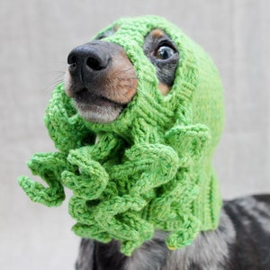 Knitting Pattern, Cthulhu Dog Hat, Knitted Cthulhu Mask, Cthulhu Dog Costume, H. P. Lovecraft, Cthulhu Monster, Dog Hat, Dog Ski Mask, Dogs image 8