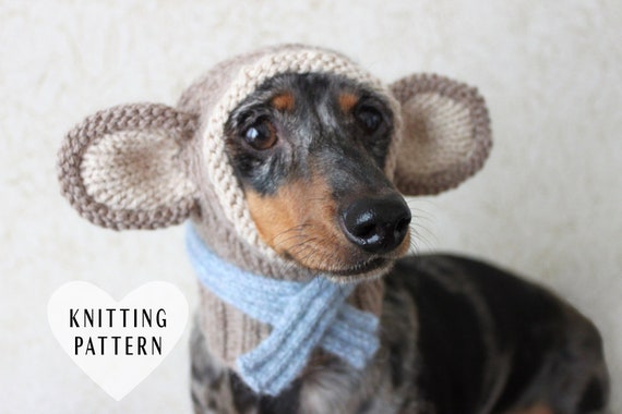 KNITTING PATTERN Small Dog Monkey Hood Dachshund Dog Hat - Etsy Israel KNITTING PATTERN Small Dog Monkey Hood Dachshund Dog Hat - Etsy Israel