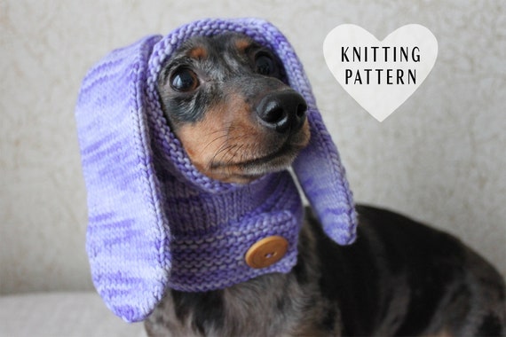 Knitting Pattern Dog Hat Rabbit Hood Mini Dachshund Hat Pet Clothes Little Dog Dogs Bunny Ears Dog Hood Knitted Hood Dog Sweater