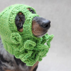 Knitting Pattern, Cthulhu Dog Hat, Knitted Cthulhu Mask, Cthulhu Dog Costume, H. P. Lovecraft, Cthulhu Monster, Dog Hat, Dog Ski Mask, Dogs image 6