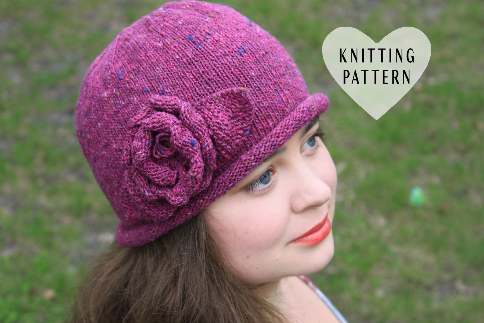 KNITTING PATTERN Rose Hat Knit Knitted Hat DIY Project Etsy