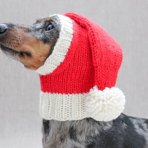 KNITTING PATTERN, Dog Santa Christmas Hat, Holiday Dog Hat, Santa Dog Hat, Dog Clothes, Dachshund Clothes Gifts, Dog Lover Gift, Pets image 2