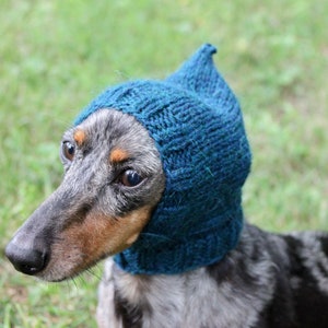 Dog Hat in Dark Turquoise Made Out of All Natural Alpaca Yarn image 3