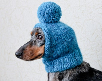 Dog Hat, Small Dog Hat, Dog Clothes, Dog Fashion, Knitted Dog Hat, Fun Dog Gift, Dog Lover Gift, Dog Birthday Gift, Pet Gift, Blue Dog Hat