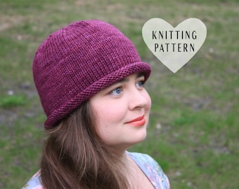 Rolled Edge Hat Knitting Pattern: Beginner Knit Project (PDF Pattern)