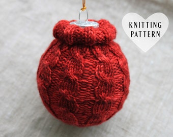 KNITTING PATTERN, Christmas ornament, hanging ornament, knitted ornament, DIY, cabled oranament, knit, ornament cozy, holiday, tree, gift