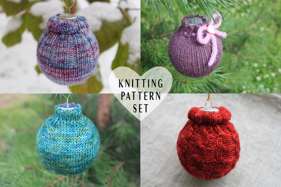 Knitting Pattern Bundle Knitted Christmas Ornaments Cozy Sweater Hanging Ornament Knitting Project Christmas Tree Decoration Cables
