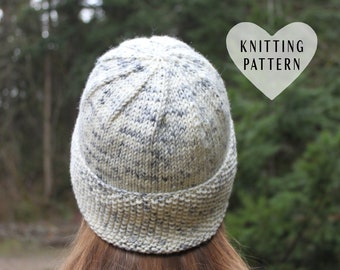 KNITTING PATTERN, Cuffed Moss Stitch Hat, knitted, knit, birch, white, Madelinetosh yarn, beanie, skull cap, pattern, DIY, extra warm hat