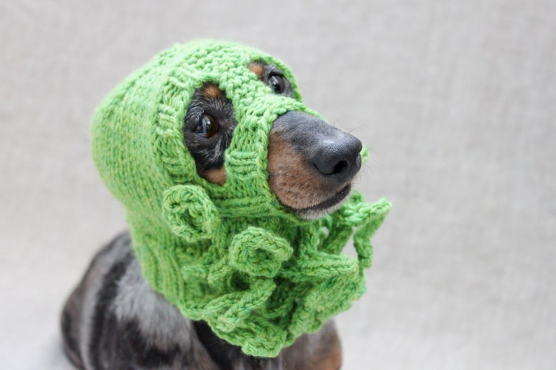 Knitting Pattern, Cthulhu Dog Hat, Knitted Cthulhu Mask, Cthulhu Dog Costume, H. P. Lovecraft, Cthulhu Monster, Dog Hat, Dog Ski Mask, Dogs image 4