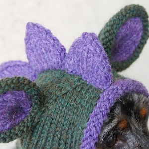 KNITTING PATTERN, Doxie Dinosaur Hat, Dog Hat, Small Dog Hat, Snood, Mini Dachshund Hat, Dino Hat, Dog Costume, Knitted Hat, Knit Pet Hat image 8