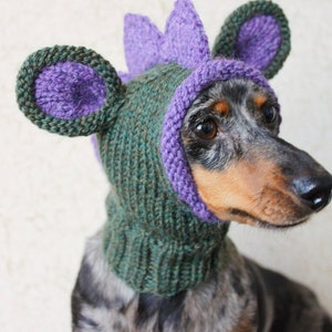 KNITTING PATTERN, Doxie Dinosaur Hat, Dog Hat, Small Dog Hat, Snood, Mini Dachshund Hat, Dino Hat, Dog Costume, Knitted Hat, Knit Pet Hat image 9