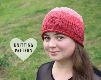 KNITTING PATTERN, Gradient Hat, Basket Weave, Knit Hat, Pink Hat, Knitted Beanie Hat, Mosaic Moon, Knitting Pattern, Winter Hat