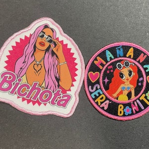 Bichota pink patch, Karol G patch, Mañana sera bonito patch. Ready iron on