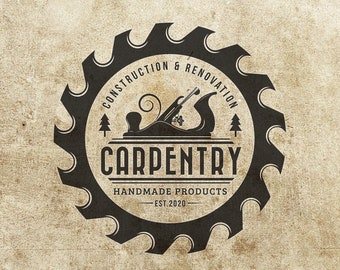 Woodwork and carpentry logo - Custom Logo - Business Logo Design - Carpenter logo - Vintage logo - Emblem logo - Carpentry - Jointer tool