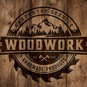 Progettazione del logo - Logo per falegnameria e carpenteria - Logo personalizzato - Progettazione del logo aziendale - Logo del boscaiolo - Logo vintage - Logo emblema - Carpenteria