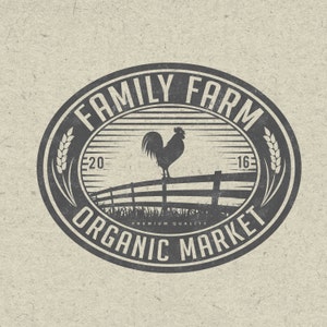 Business Logo - Business Branding - Rooster - Emblem Logo - Badge - Eco - Farm Products Logo - Organic Logo